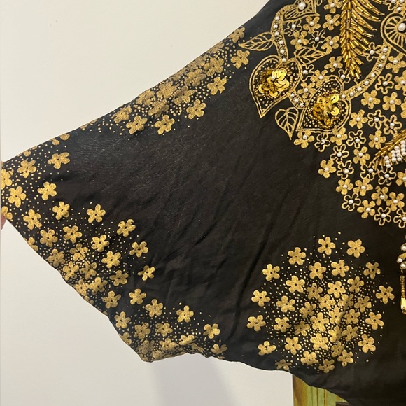 Bali Collection Beaded Sequined
Batwing Short Sleeve Blouse Top - Picture 6 of 9